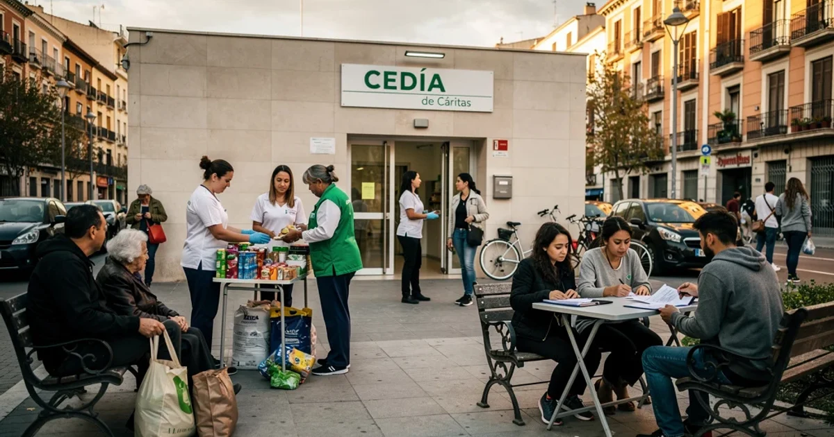 Centro CEDIA 24 horas de Cáritas Madrid durante una actividad comunitaria.