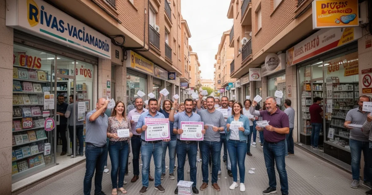 Celebración en Rivas-Vaciamadrid tras ganar el Cuponazo