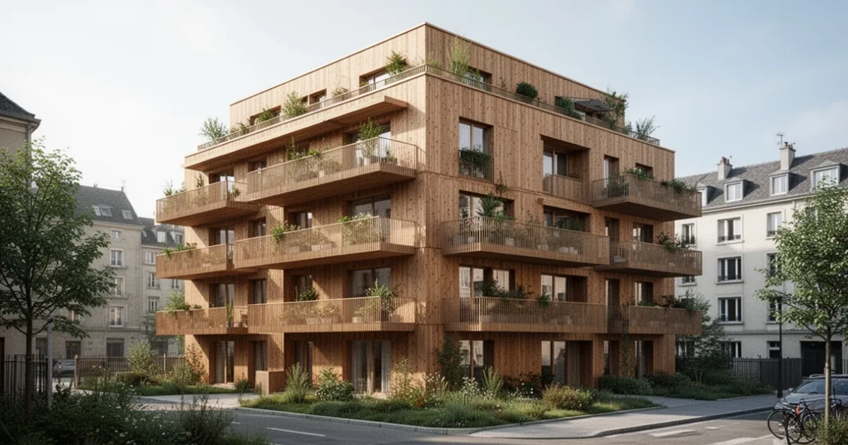 Edificio moderno construido en madera destinado a viviendas asequibles