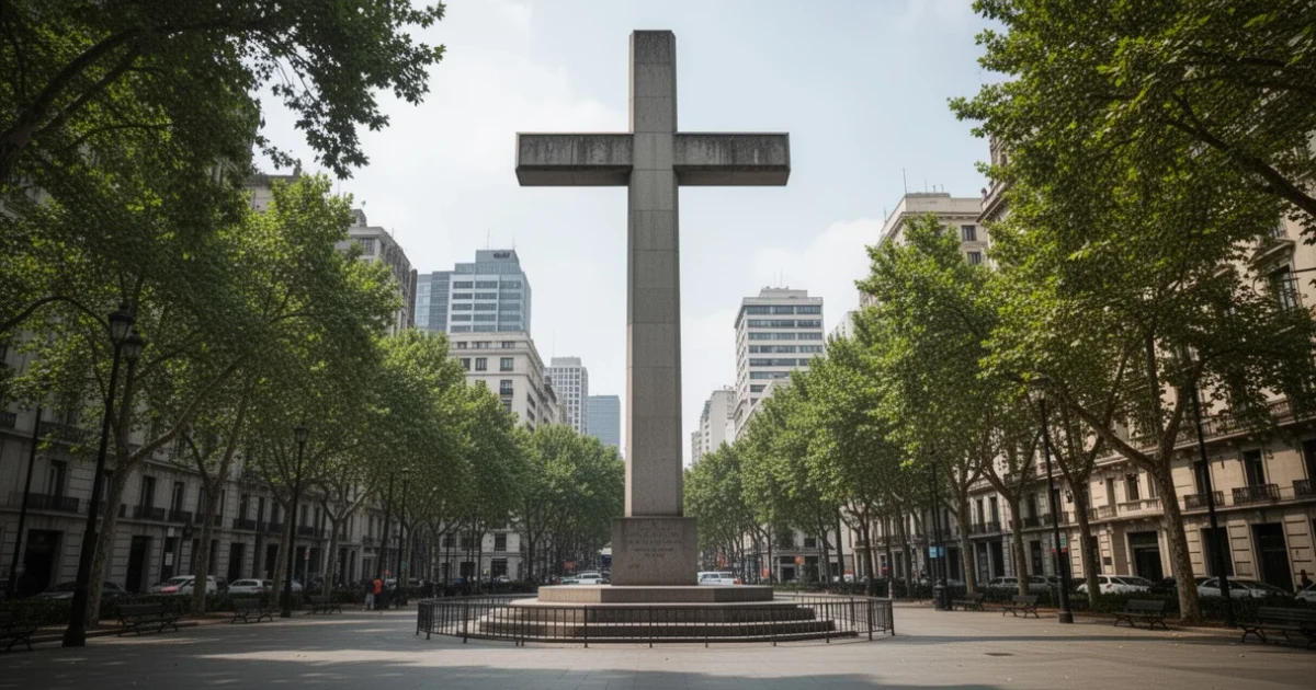 Cruz instalada en Plaza de Lima durante visita papal