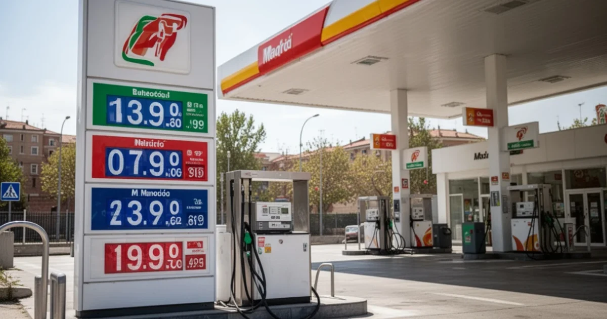 Estación de servicio mostrando precios bajos de gasolina