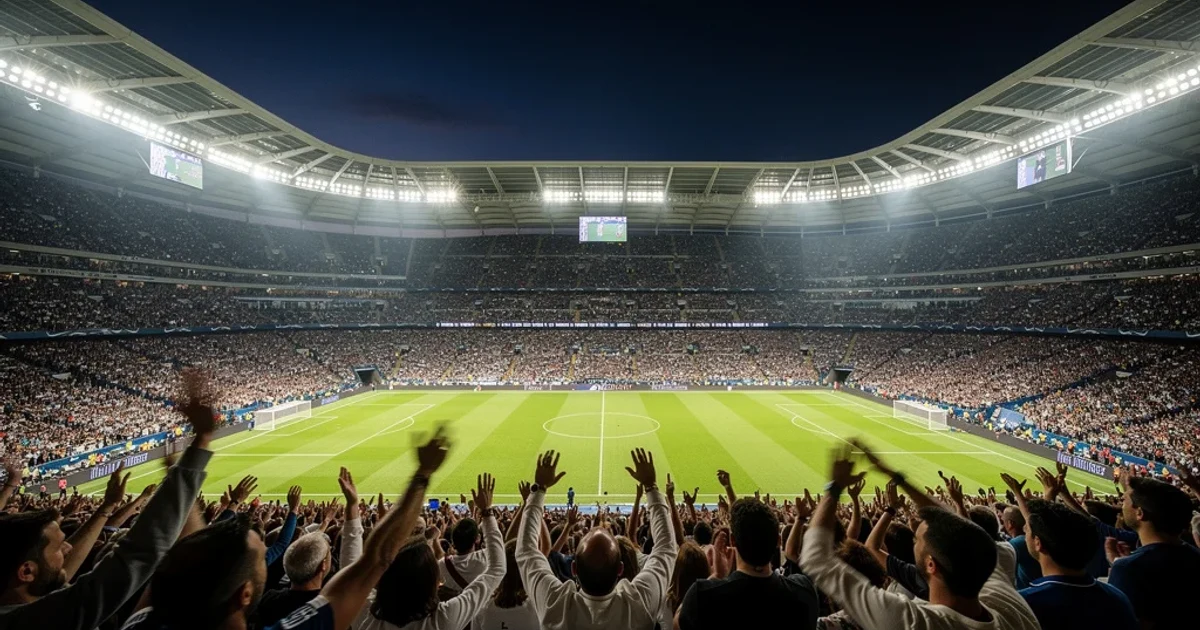 Vista panorámica del Estadio Santiago Bernabéu durante un evento musical