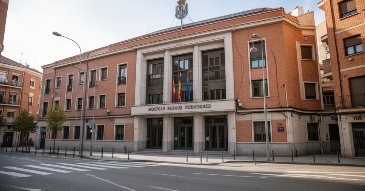 Edificio del Ayuntamiento de Móstoles vacío durante el día