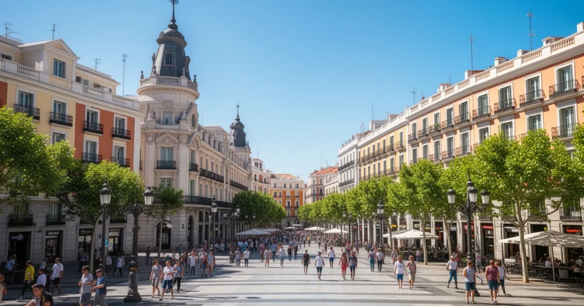 Día soleado en Madrid con cielos despejados