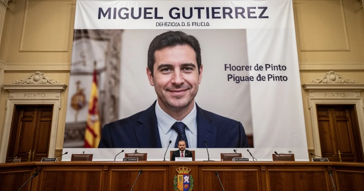 Lona con la imagen de Miguel Gutiérrez durante su homenaje como Hijo Predilecto