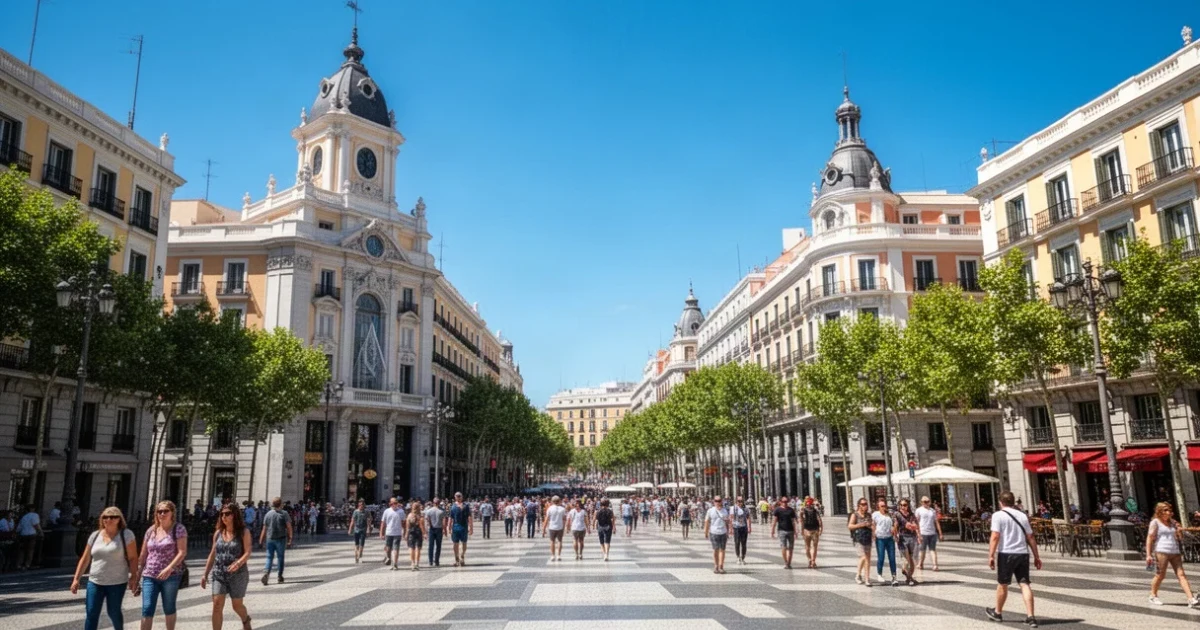 Día soleado en Madrid con cielos despejados durante el verano