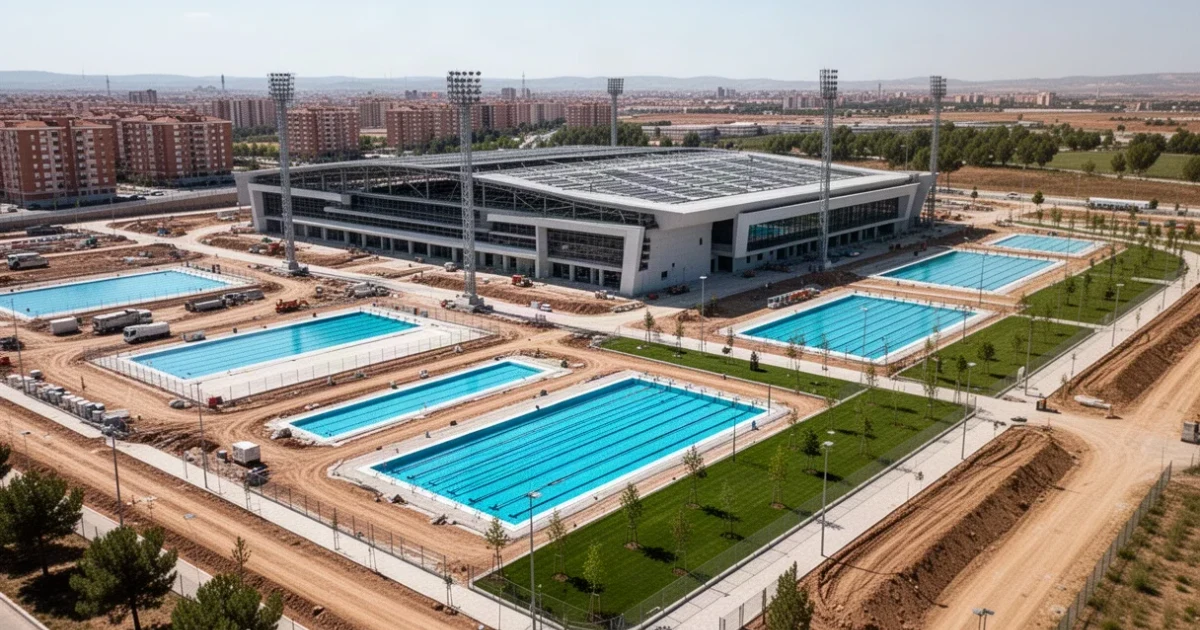 Obras del nuevo Complejo Polideportivo Solagua en Leganés