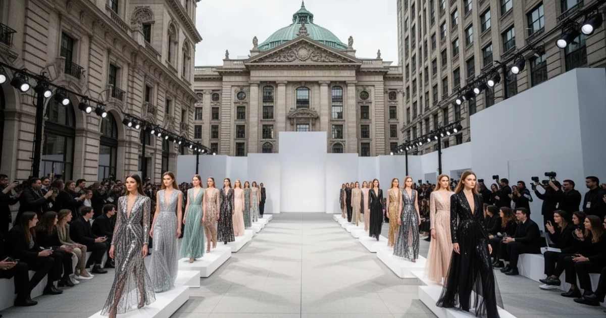 Desfile inaugural en un jardín histórico durante la Semana de la Moda
