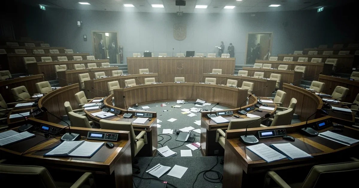 Escena tensa dentro de la Asamblea de Madrid tras un acalorado debate político.