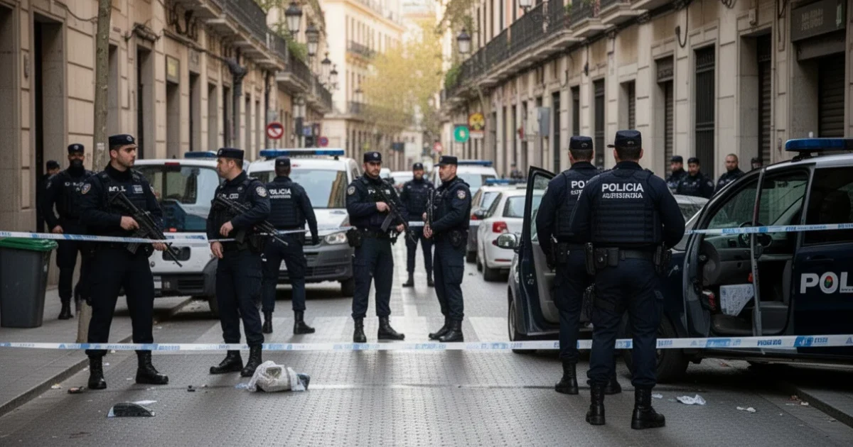 Operativo policial en una calle céntrica de Madrid