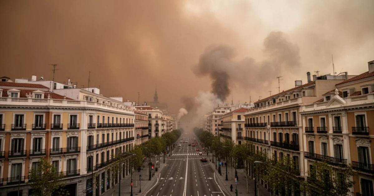 Cielo marrón sobre Madrid debido al humo proveniente del norte de África